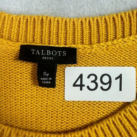 Talbots Ruffle Bib Front Pullover Sweater Small Petite Marigold Yellow Gold - Picture 5 of 6